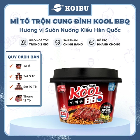 AFOTECH - Mì TÔ trộn Cung Đình Kool hương vị BBQ sườn nướng kiểu Hàn Quốc - Tô Cung Đình Kool BQQ sườn nướng kiểu Hàn Quốc - Cung Đình Kool Tô Mì ăn liền Micoem - 105g/tô - 00322