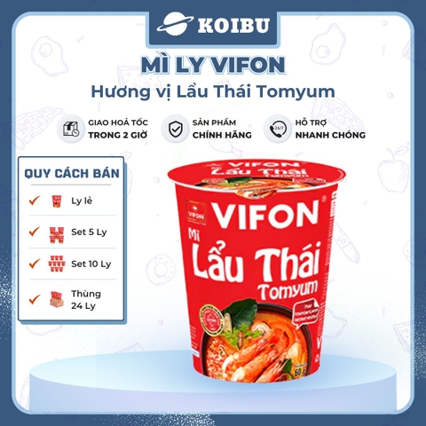 VIFON - Mì ly Vifon hương vị Lẩu Thái Tomyum - Mì ly vị lẩu Thái Tomyum, Mì lẩu Thái Tomyum ly 60g - 60g/ly - 00231