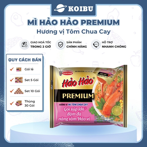 ACECOOK - Mì Hảo Hảo Premium hương vị Tôm chua cay, Mì tôm chua cay Hảo Hảo, Mì ăn liền Hảo Hảo - 86g/gói - 00842