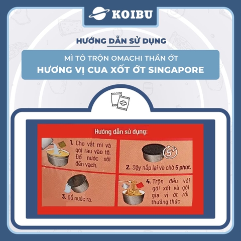 MASAN - Mì tô trộn Omachi Thần Ớt hương vị Cua xốt ớt Singapore, mì Omachi tô trộn cua xốt ớt Singapore - 96g/tô - 00808