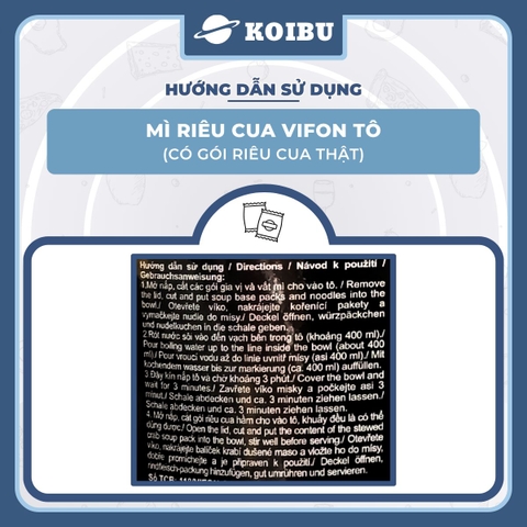 VIFON - Mì Vifon tô riêu cua thật, Vifon tô thịt thật Riêu cua Vifon, mì tô riêu cua Vifon thịt thật - 90g/tô - 00583