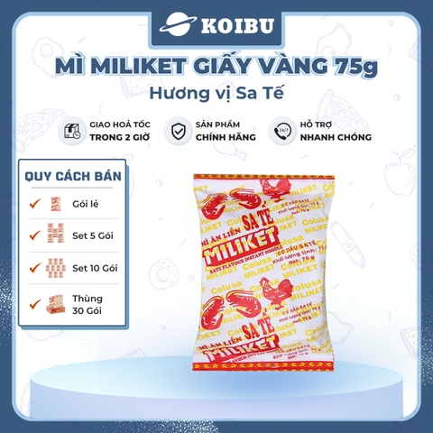 COLUSA - Mì Miliket giấy vàng gói 75g hương vị Sa tế, Mì giấy Miliket sate, Mì gói giấy vàng sa tế Miliket - 75g/gói - 00091