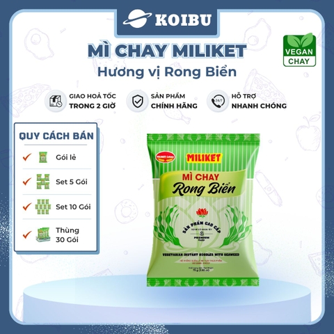 COLUSA - Mì chay Miliket hương vị Rong biển, Mì chay rong biển Miliket, Mì Miliket chay rong biển - 75g/gói - 00585