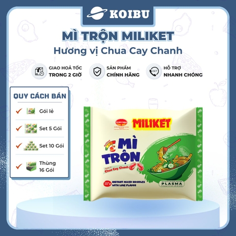 COLUSA - Mì trộn Miliket hương vị Chua cay chanh, Mì trộn chua cay chanh Miliket, Mì Miliket trộn - 117g/gói - 00551