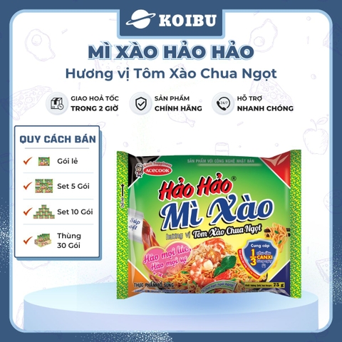 ACECOOK - Mì Hảo Hảo hương vị mì xào Chua Ngọt - Mì ăn liền Hảo Hảo mì xào chua ngọt (Mì xào Hảo Hảo chua ngọt) - 75g/ gói - 00003
