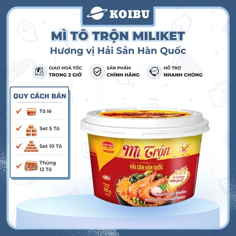 COLUSA - Mì tô trộn Miliket hương vị Hải sản Hàn Quốc, Mì trộn Miliket Hải sản Hàn Quốc, Mì Miliket - 105g/tô - 00565
