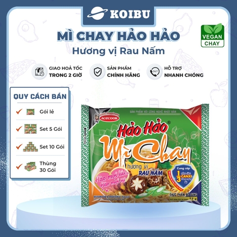 ACECOOK - Mì Hảo Hảo hương vị chay rau nấm - Mì ăn liền Hảo Hảo chay rau nấm - 75g/gói - 00001