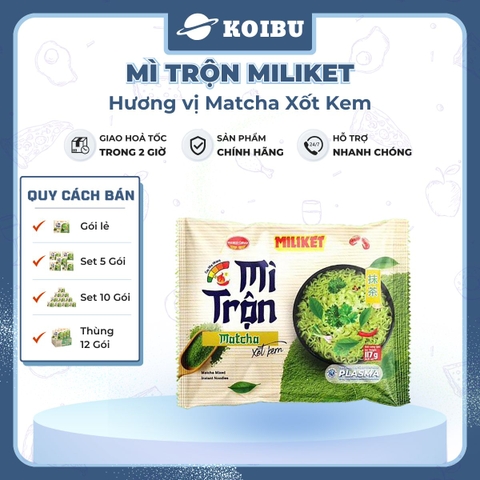 COLUSA - Mì trộn Miliket Matcha xốt kem, Mì gói Miliket trộn Matcha sốt kem, Mì trộn Colusa Trà xanh - 117g/gói - 00080