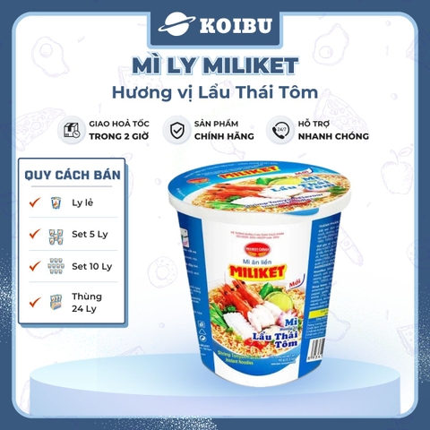 COLUSA - Mì ly Miliket hương vị Lẩu Thái Tôm, Mì Miliket ly Lẩu Thái Tôm, Mì lẩu thái tôm ly Miliket - 65g/ly - 00079