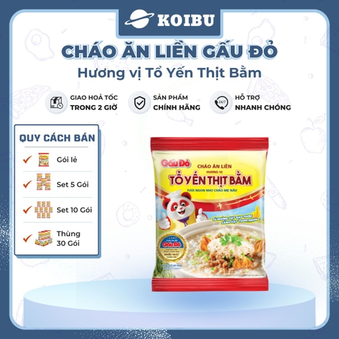 ASIAFOODS - Cháo ăn liền Gấu đỏ hương vị Tổ yến thịt bằm, Cháo tổ yến Gấu đỏ thịt bằm, Cháo yến Gấu Đỏ - 50g/gói - 00341