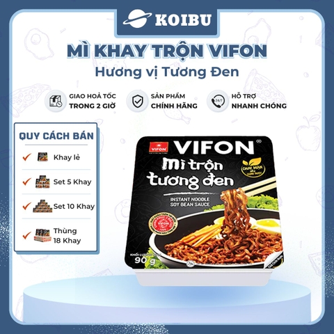 VIFON - Mì khay trộn Vifon hương vị Tương đen (có gói xốt Tương đen), Mì xào tương đen Vifon khay - 90g/khay - 00240