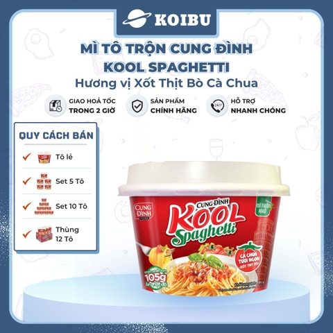 AFOTECH - Mì TÔ trộn Cung Đình Kool Spaghetti hương vị xốt cà chua bò bằm - Tô Cung Đình Kool spaghetti xốt bò bằm - Cung Đình Kool Tô Mì ăn liền Micoem - 105g/tô - 00320