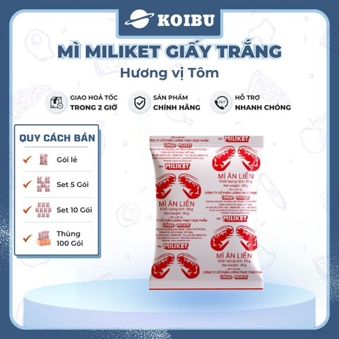 COLUSA - Mì Miliket gói giấy trắng hương vị Tôm, Mì tôm gói giấy trắng Miliket, Mì giấy Miliket - 65g/gói - 00088