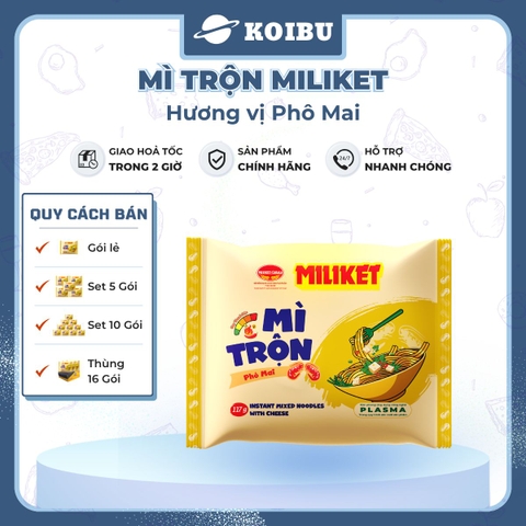 COLUSA - Mì trộn Miliket hương vị Phô mai, Mì trộn Phô mai Miliket, Mì Miliket trộn Phô mai ăn liền  - 117g/gói - 00553