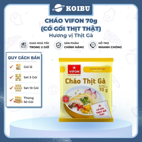 VIFON - Cháo Vifon 70g hương vị Thịt gà (có gói thịt gà thật), Vifon cháo gà Vifon, Cháo ăn liền Vifon - 70g/gói - 00153