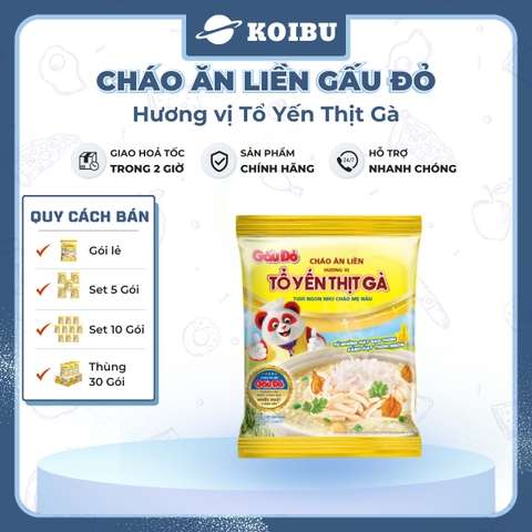 ASIAFOODS - Cháo ăn liền Gấu đỏ hương vị Tổ yến thịt gà, Cháo tổ yến Gấu đỏ thịt gà, Cháo yến Gấu Đỏ - 50g/gói - 00342
