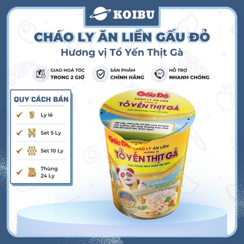 ASIAFOODS - Cháo ly tổ yến Gấu Đỏ hương vị thịt gà, Cháo tổ yến thịt gà Gấu Đỏ ly, Cháo yến Gấu Đỏ - 50g/ly - 00475