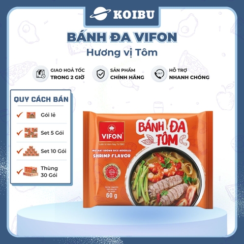 VIFON - Bánh đa Vifon hương vị Tôm, bánh đa tôm Vifon, bánh đa Vifon vị tôm, bánh đa Vifon ăn liền - 60g/gói - 00138