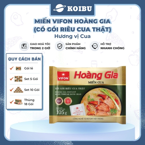 VIFON - Miến Hoàng Gia hương vị Cua (có gói riêu cua thật), Miến cua Hoàng Gia, Miến cua Vifon - 105g/gói - 00184