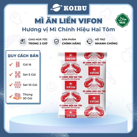 VIFON - Mì Vifon chính hiệu hai con tôm, mì hai tôm Vifon, mì Vifon hai con tôm, mì 2 tôm Vifon - 75g/gói - 00208