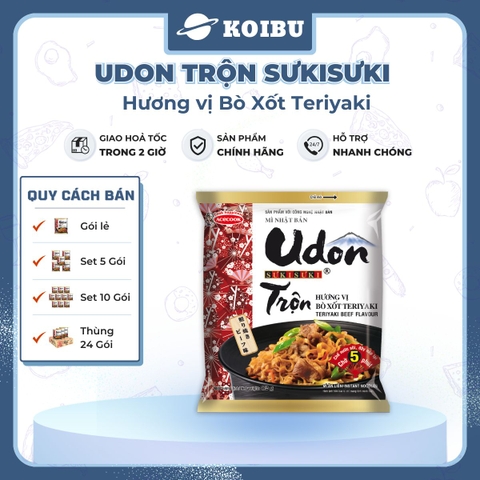 ACECOOK - Mì trộn Udon Sưkisưki hương vị Bò xốt Teriyaki, Mì Udon Sưki Sưki trộn, Mì udon Suki Acecook - 82g/gói - 00037