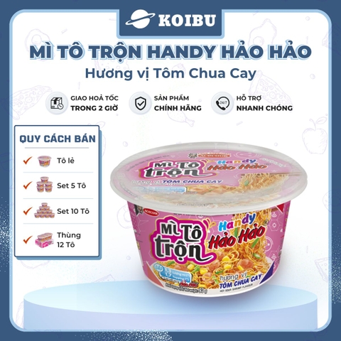 ACECOOK - Mì trộn tô tô Handy Hảo Hảo hương vị tôm chua cay - 93g/tô - 00076
