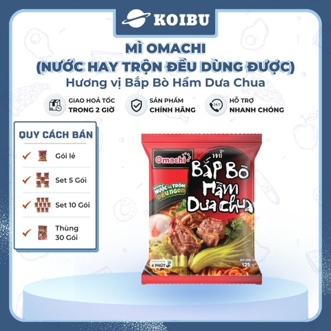 MASAN - Mì Omachi hương vị Bắp bò hầm dưa chua, Mì Omachi bắp bò hầm dưa chua, Mì ăn liền Omachi - 121g/gói - 00127