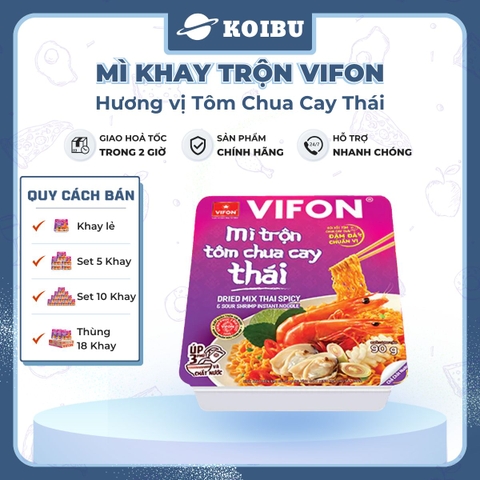 VIFON - Mì khay trộn Vifon hương vị Tôm chua cay Thái, Vifon Mì trộn Tôm chua cay Thái Vifon - 90g/khay - 00481
