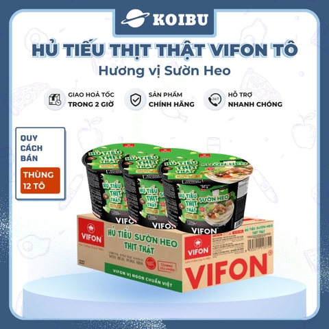 VIFON - Hủ tiếu thịt thật tô Vifon Sườn heo, Hủ tiếu sườn heo thịt thật Vifon tô hủ tiếu ăn liền - 90g/tô - 00415