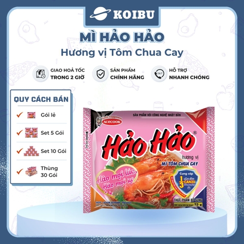 ACECOOK - Mì Hảo Hảo hương vị Tôm chua cay - Mì ăn liền Hảo Hảo tôm chua cay - 75g/gói - 00005