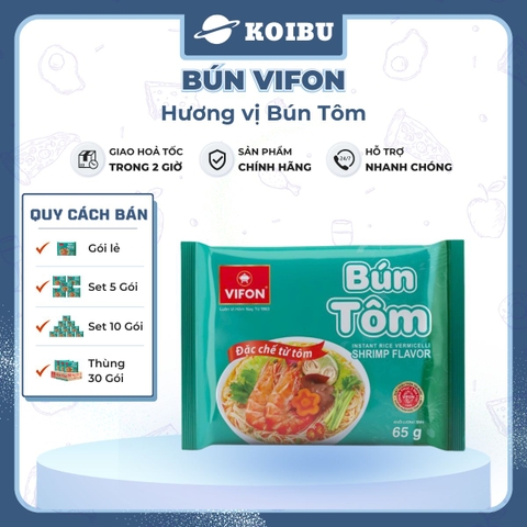 VIFON - Bún Vifon hương vị Bún tôm, Bún tôm Vifon, Bún Vifon bún tôm, Bún tôm ăn liền Vifon gói - 65g/gói - 00144
