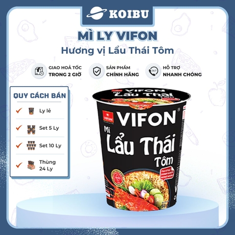 VIFON - Mì ly Vifon hương vị Lẩu Thái Tôm - Mì lẩu Thái Tôm ly ăn liền, Mì Vifon ly vị lẩu Thái Tôm - 60g/ly - 00232