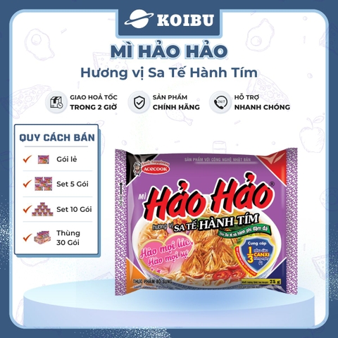 ACECOOK - Mì Hảo Hảo Sa Tế Hành Tím - Mì ăn liền Hảo Hảo hương vị Sa tế hành tím  (Hảo Hảo sate/ Hảo Hảo satay / Hảo Hảo Sa te hành tím) - 00007