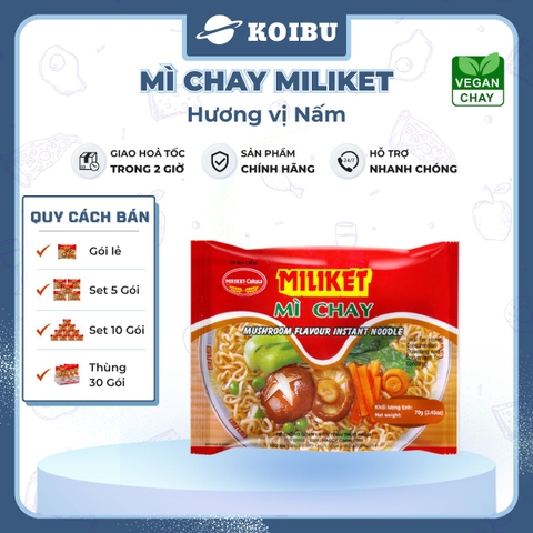 COLUSA - Mì chay Miliket gói vị Nấm, Mì chay nấm Miliket, Mì Miliket chay hương vị nấm, Mì giấy Miliket - 70g/gói - 00094