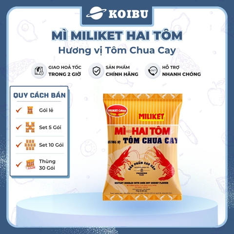 COLUSA - Mì giấy Miliket Hai Tôm gói vị Tôm chua cay, Mì tôm hiệu Hai Tôm Miliket hiệu 2 Tôm Colusa - 70g/gói - 00097
