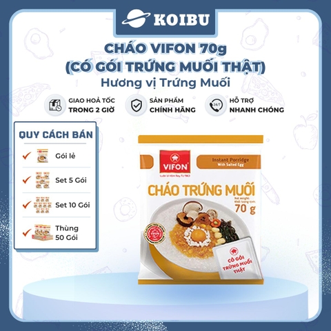 VIFON - Cháo Vifon 70g hương vị Trứng muối (có gói trứng muối thật), Vifon Cháo trứng muối Vifon - 70g/gói - 00157