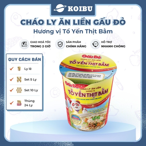 ASIAFOODS - Cháo ly tổ yến Gấu Đỏ hương vị thịt bằm, Cháo tổ yến thịt bằm Gấu Đỏ ly, Cháo yến Gấu Đỏ - 50g/ly - 00445