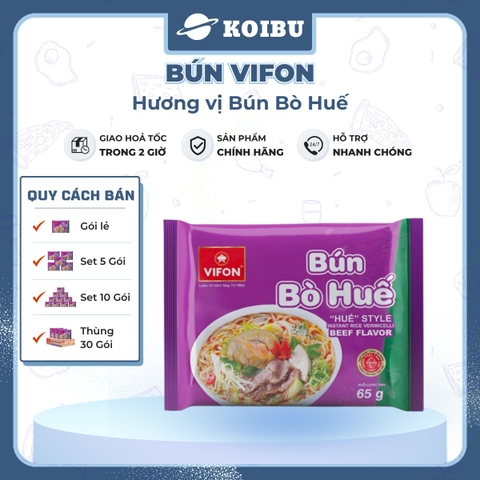 VIFON - Bún Vifon hương vị Bún bò Huế, Bún bò Huế Vifon Bún bò Huế, Bún bò Vifon Bún bò ăn liền - 65g/gói - 00146