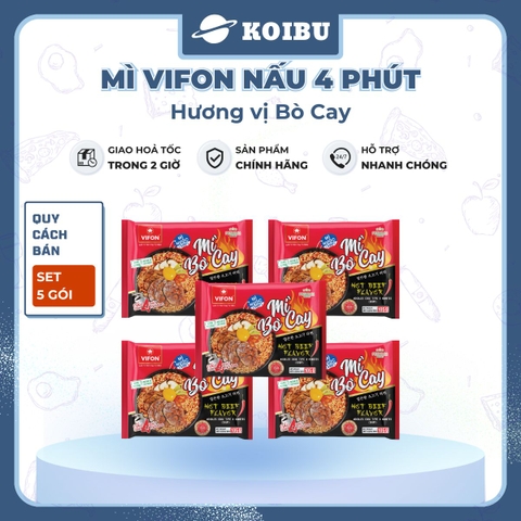VIFON – Mì Vifon nấu 4 phút hương vị bò cay - Mì gói Vifon, Mì nấu Vifon, Mì nấu vị bò cay, Mì bò cay Vifon, Mì nấu 4 phút hương vị bò cay, Mì Vifon bò cay nấu 4 phút, Mì Vifon nấu ăn liền - 105g/gói - 00221