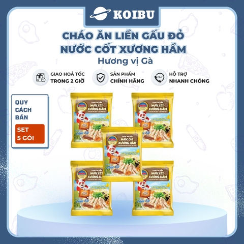 ASIAFOODS - Cháo dinh dưỡng nước cốt xương hầm Gấu đỏ hương vị Thịt gà, Cháo thịt gà Gấu đỏ ăn liền - 57g/gói - 00713