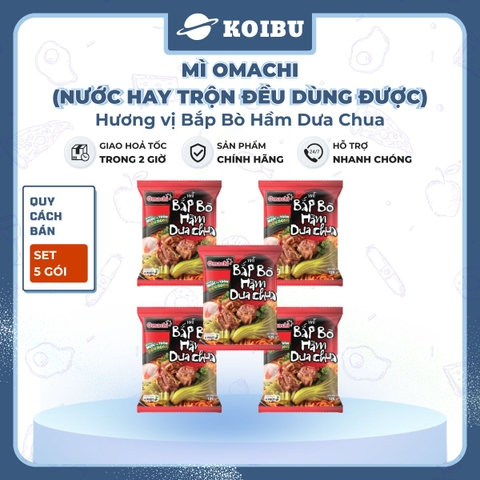 MASAN - Mì Omachi hương vị Bắp bò hầm dưa chua, Mì Omachi bắp bò hầm dưa chua, Mì ăn liền Omachi - 121g/gói - 00127