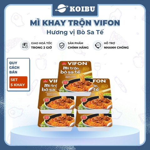 VIFON - Mì khay trộn Vifon hương vị Bò sa tế (có gói xốt Bò sa tế), Mì xào bò sa tế Vifon khay - 90g/khay - 00241
