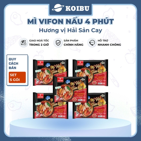 VIFON – Mì Vifon nấu 4 phút hương vị hải sản cay - Mì gói Vifon, Mì nấu Vifon, Mì nấu vị hải sản cay, Mì nấu hương vị hải sản cay, Mì Vifon hải sản cay nấu 4 phút, Mì nấu 4 phút hải sản cay Vifon, Mì Vifon nấu ăn liền - 105g/gói - 00222