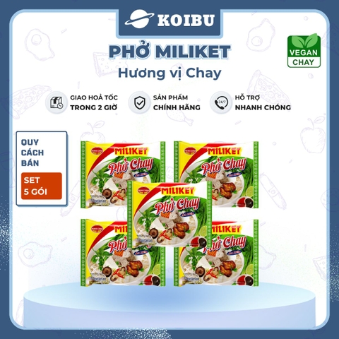 COLUSA - Phở Miliket hương vị Chay, Phở Miliket chay, Miliket phở gói hương vị chay, Phở ăn liền chay - 60g/gói - 00100