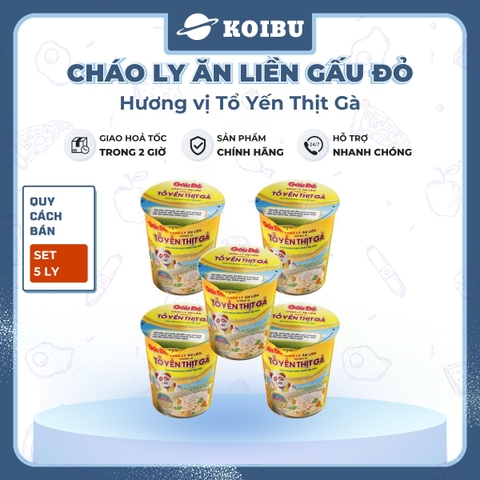 ASIAFOODS - Cháo ly tổ yến Gấu Đỏ hương vị thịt gà, Cháo tổ yến thịt gà Gấu Đỏ ly, Cháo yến Gấu Đỏ - 50g/ly - 00475
