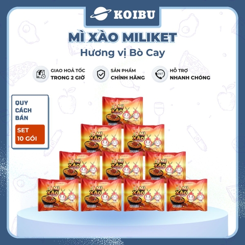 COLUSA - Mì xào Miliket hương vị Bò cay, Miliket Mì xào ăn liền Miliket, Mì trộn Bò cay Miliket