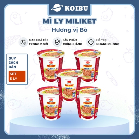 COLUSA - Mì ly Miliket hương vị Bò, Mì Miliket ly Bò, Mì bò ly Miliket, Miliket mì ly bò - 65g/ly - 00117