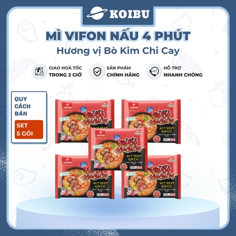 VIFON –  Mì Vifon nấu 4 phút hương vị bò kim chi cay - Mì gói Vifon, Mì nấu vị bò kim chi cay, Mì bò kim chi cay Vifon, Mì nấu 4 phút hương vị bò kim chi cay, Mì Vifon bò kim chi cay nấu 4 phút - 105g/gói - 00219