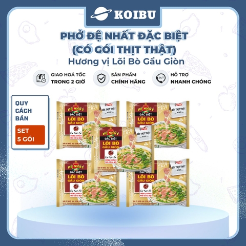 ACECOOK - Đệ Nhất phở đặc biệt lõi bò gầu giòn (có gói thịt thật), phở bò Đệ Nhất lõi bò gàu giòn, phở ăn liền Đệ Nhất - 108g/gói - 00514