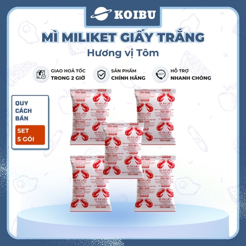 COLUSA - Mì Miliket gói giấy trắng hương vị Tôm, Mì tôm gói giấy trắng Miliket, Mì giấy Miliket - 65g/gói - 00088